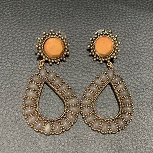 Boho Dangle Earrings Gray and Copper